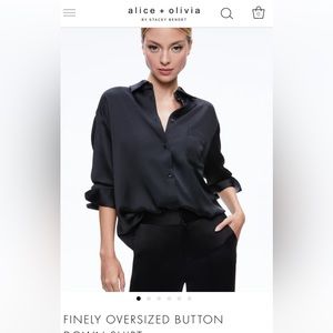 Alice & Olivia black L oversize button down shirt.